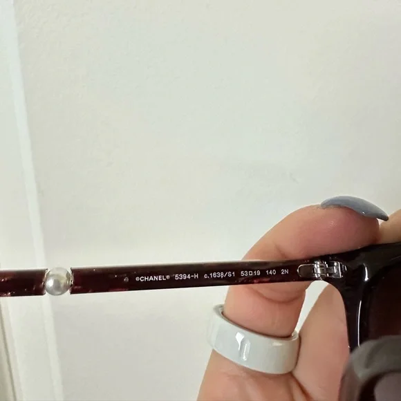 CHANEL Burgundy Acetate Butterfly Pearl Sunglasses 5394-H - Picture 10 of 11